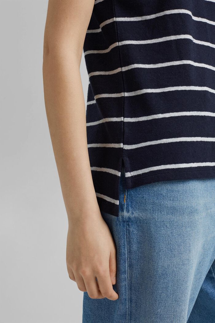 Linen blend: T-shirt with stripes, NAVY, detail image number 5
