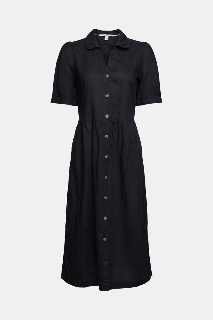 Made of blended linen: midi-length dress, BLACK, detail image number 5