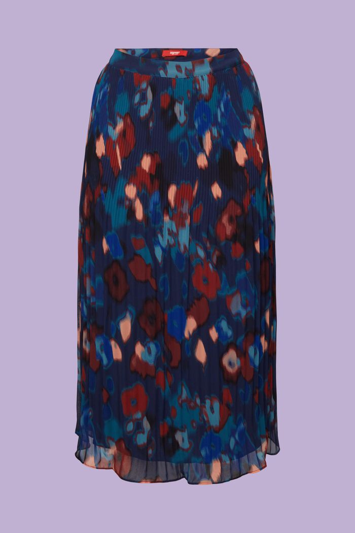 Pleated Chiffon Midi Skirt, DARK BLUE, detail image number 6