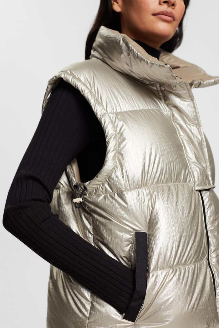 Shiny quilted body warmer, LIGHT TAUPE, detail image number 0