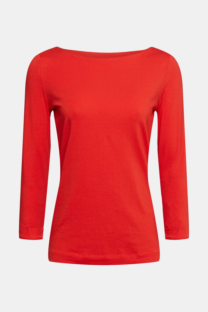 Top with 3/4-length sleeves, ORANGE RED, detail image number 2