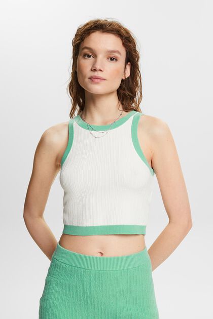 Two-Tone Cropped Sweater Tank