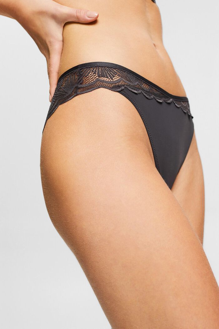 Recycled: Brazilian briefs with lace, DARK GREY, detail image number 2