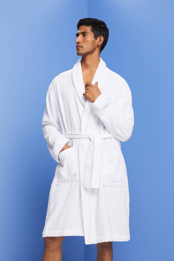 Unisex bathrobe, 100% cotton, WHITE, detail image number 4