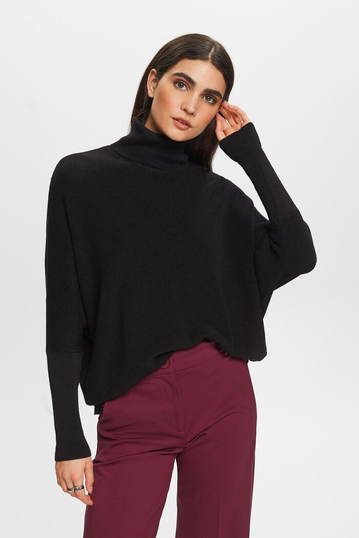 ESPRIT - Rollneck Batwing Rib-Knit Sweater at our online shop