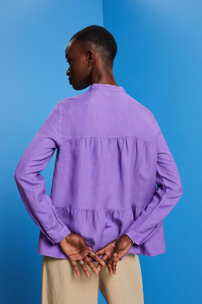 Linen blend blouse, PURPLE, detail image number 3