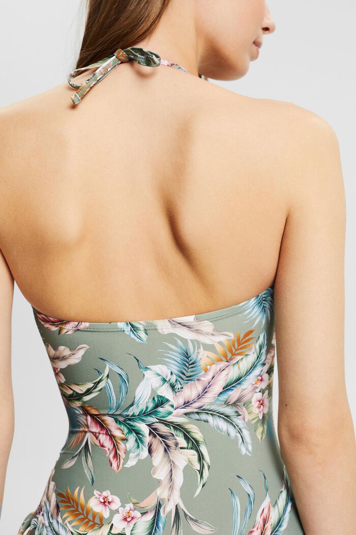 Recycled: bandeau swimsuit with a print, LIGHT KHAKI, detail image number 1