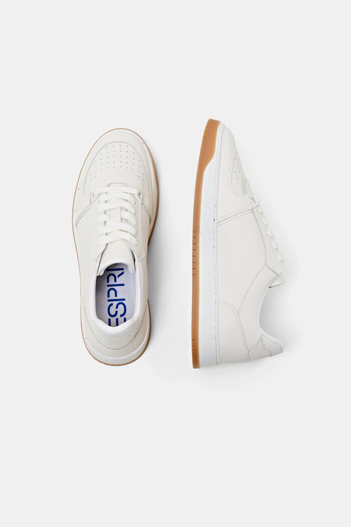Leather Lace-Up Sneakers, WHITE, detail image number 5