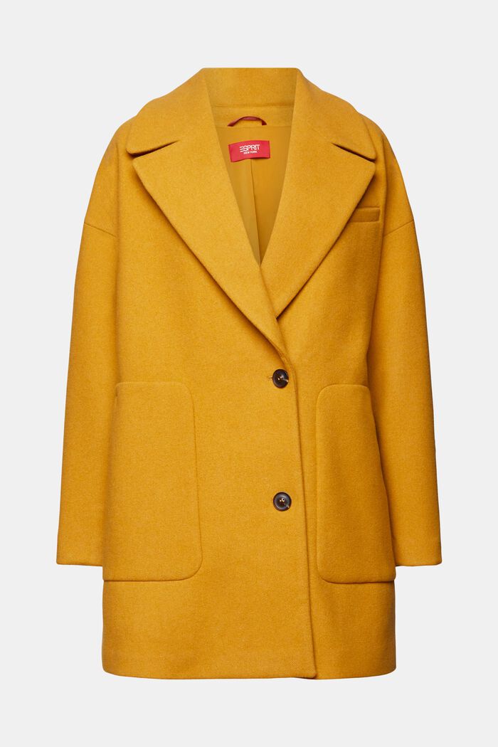 Recycelt: blended wool coat, AMBER YELLOW, detail image number 6