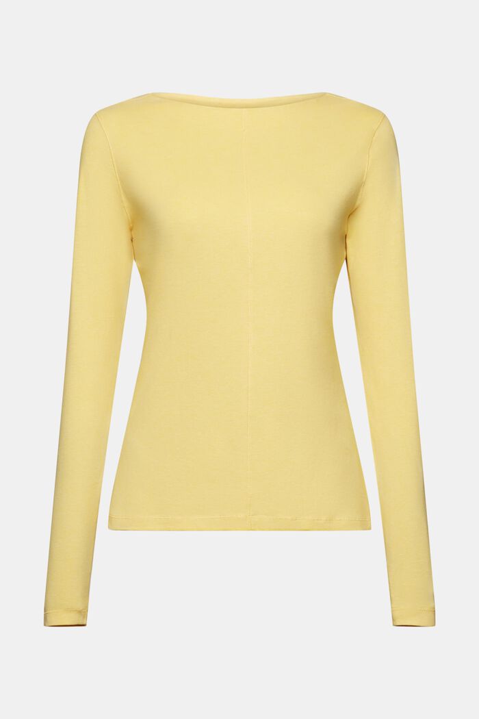 Cotton Longsleeve Top, YELLOW, detail image number 5