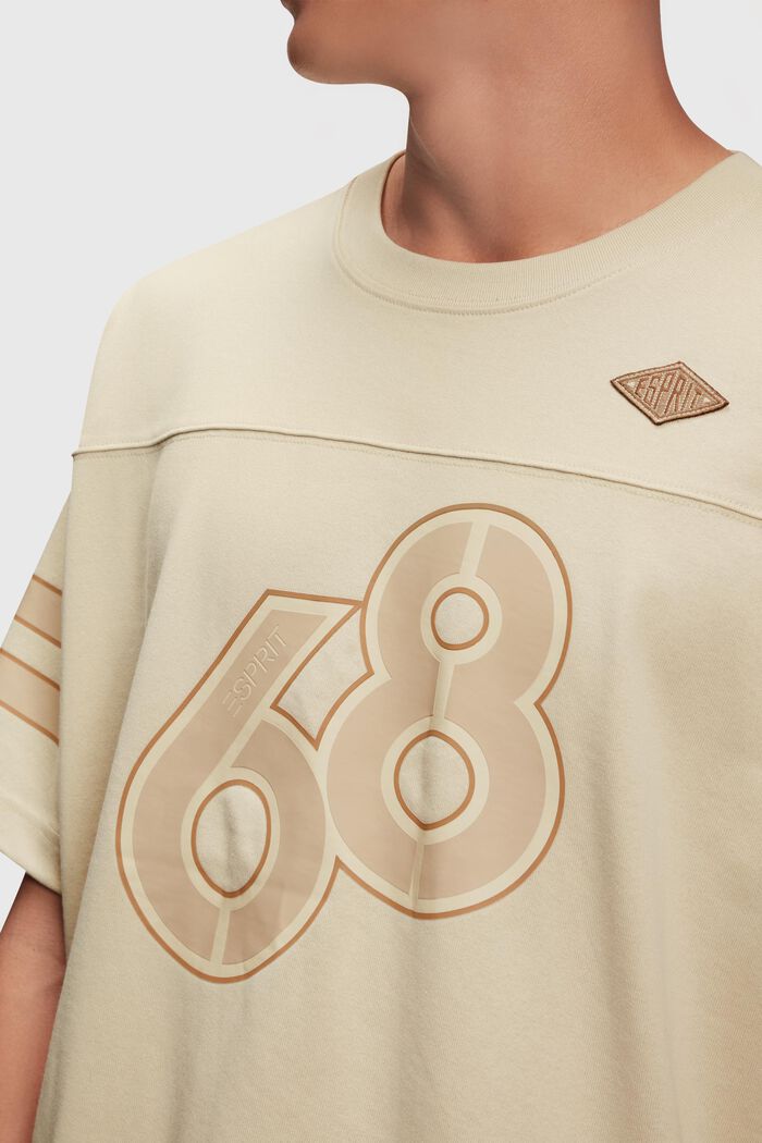 Striped sleeve graphic print tee, LIGHT BEIGE, detail image number 2