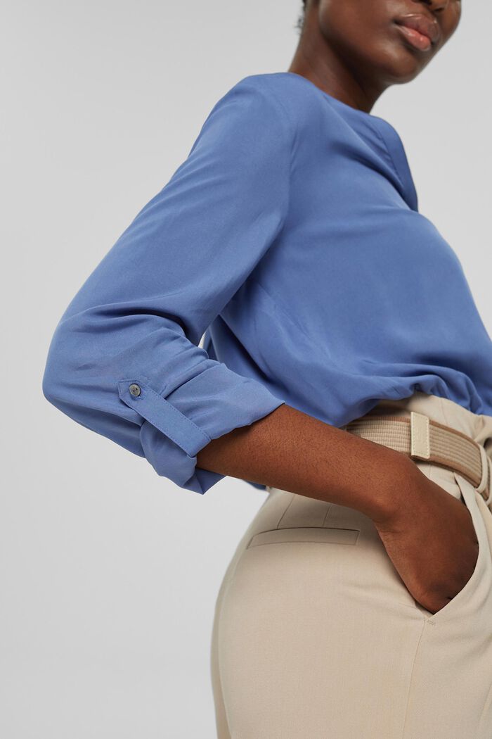 Henley blouse, LENZING™ ECOVERO™, BLUE LAVENDER, detail image number 0