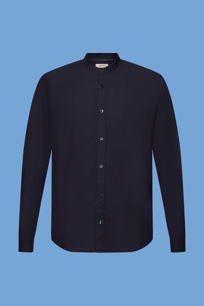 Textured slim fit shirt with band collar