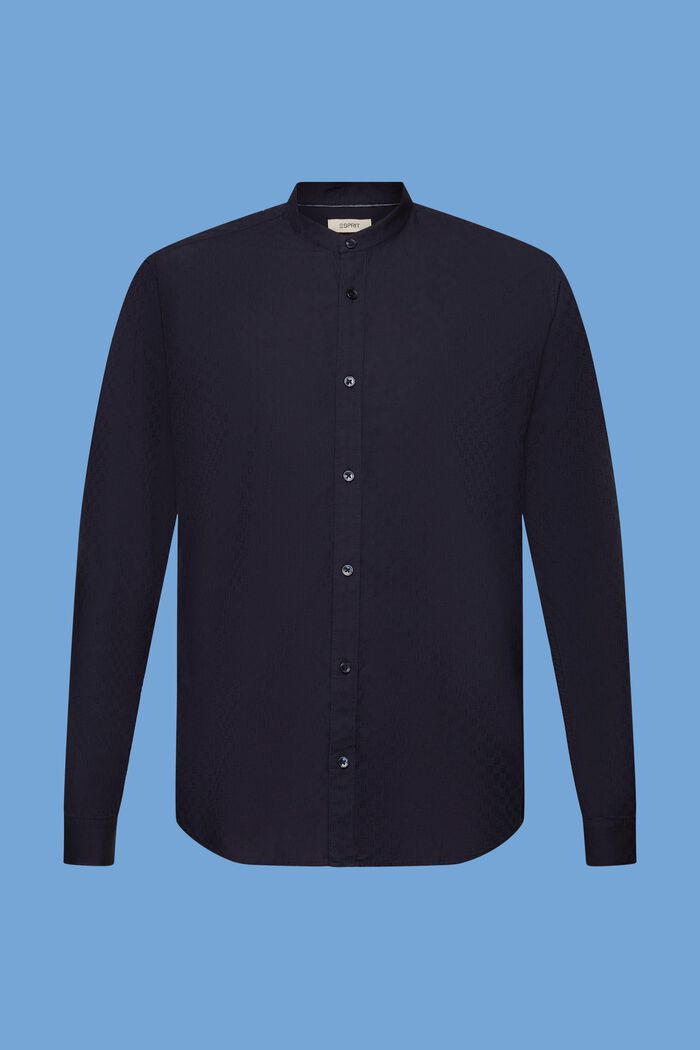 Textured slim fit shirt with band collar, NAVY, detail image number 6
