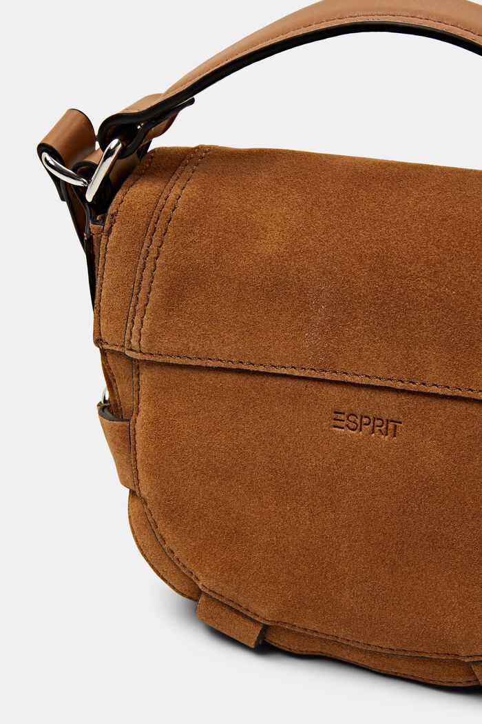 Suede saddle bag with decorative straps, RUST BROWN, detail image number 1