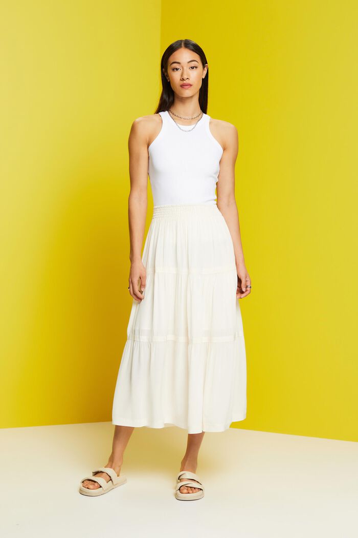 Classic Midi Skirt, WHITE, detail image number 4