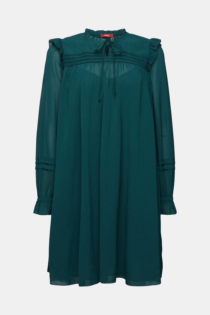 Crêpe Chiffon Mini Dress, EMERALD GREEN, detail image number 6