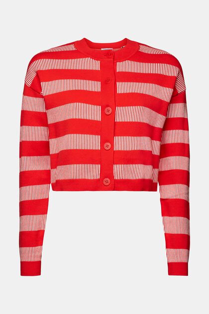 Cropped Jacquard Striped Cardigan