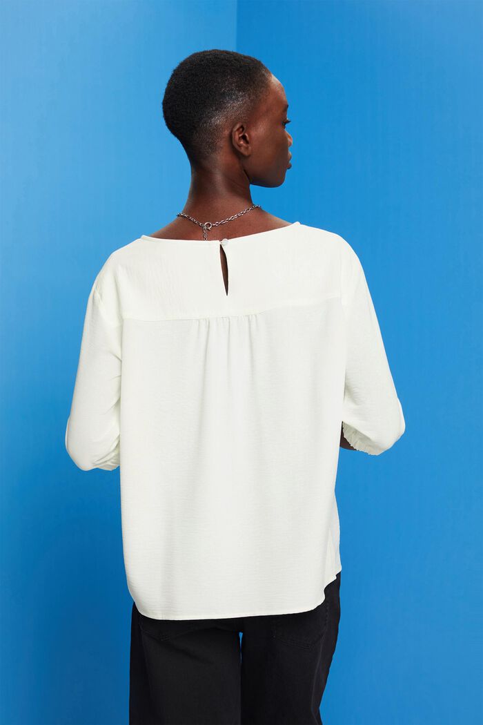 Crepe blouse with elasticated sleeve cuffs, OFF WHITE, detail image number 3