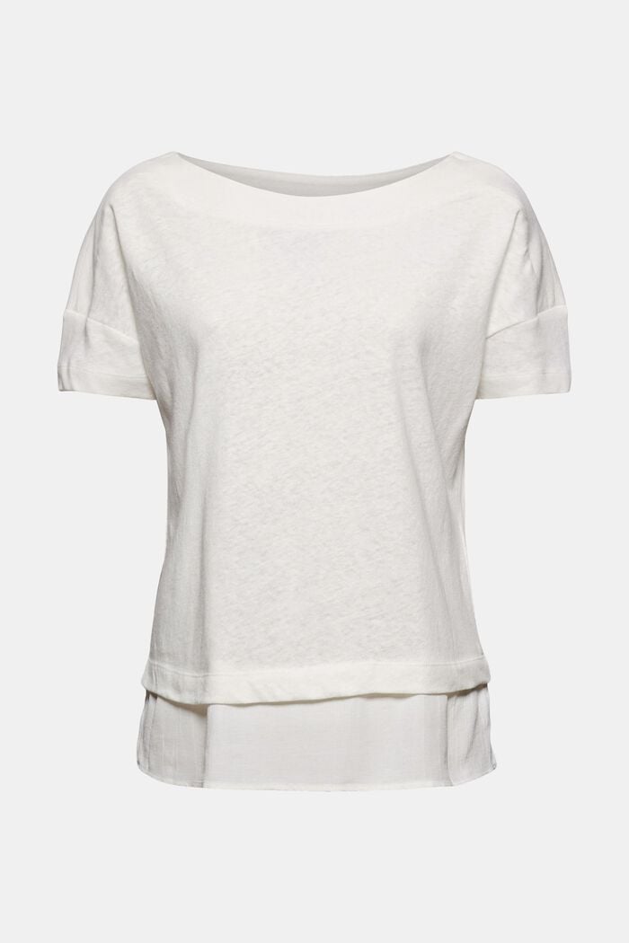 Linen blend: layered-effect T-shirt