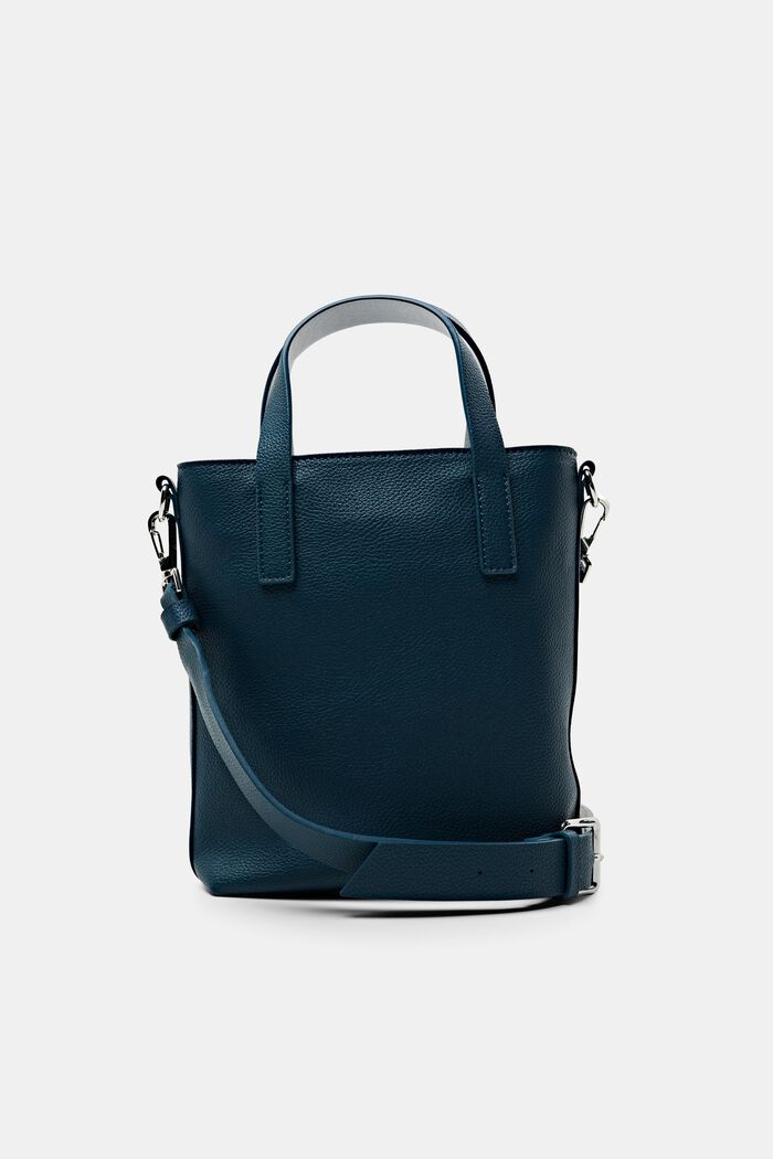 Small faux leather tote bag, TEAL GREEN, detail image number 0