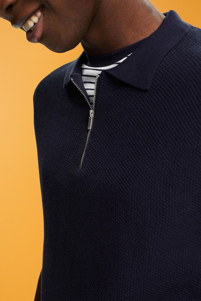 Textured half-zip polo shirt, NAVY, detail image number 2