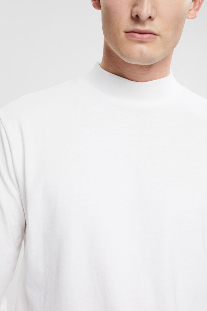Stand-up collar long sleeve top, WHITE, detail image number 0