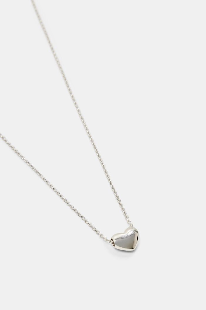 Sterling silver necklace with a heart pendant, SILVER, detail image number 1
