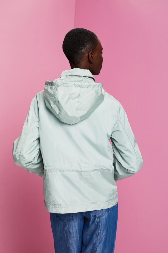 Recycled: rain jacket with a hood, LIGHT AQUA GREEN, detail image number 3
