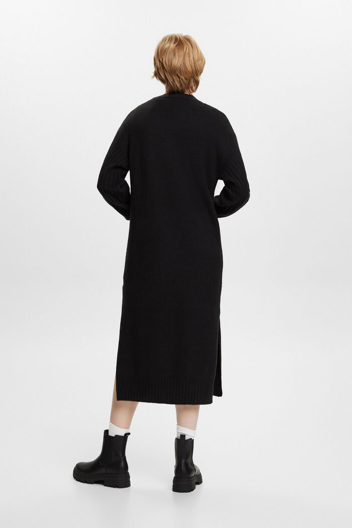 Wool-Blend Knit Midi Dress, BLACK, detail image number 3