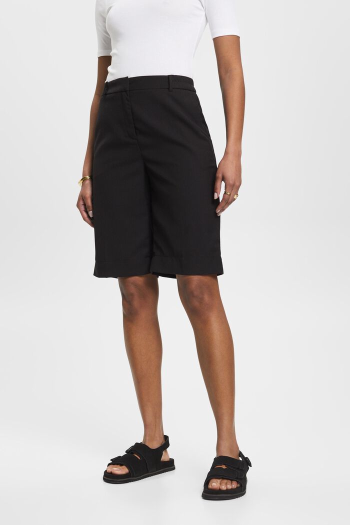 High-rise bermuda shorts, BLACK, detail image number 0