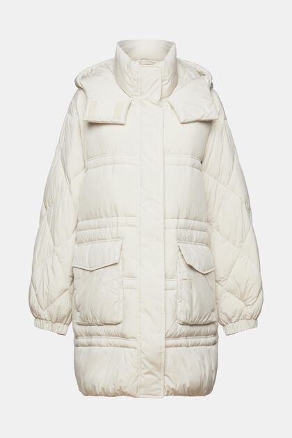 Recycled: quilted coat with hood