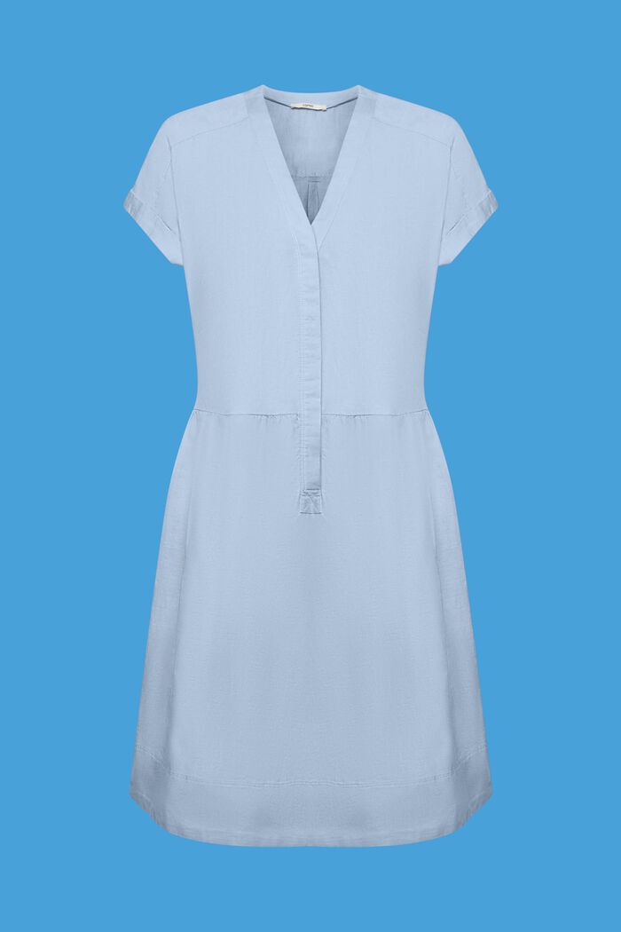 Cotton Linen Shirt Dress, LIGHT BLUE LAVENDER, detail image number 6