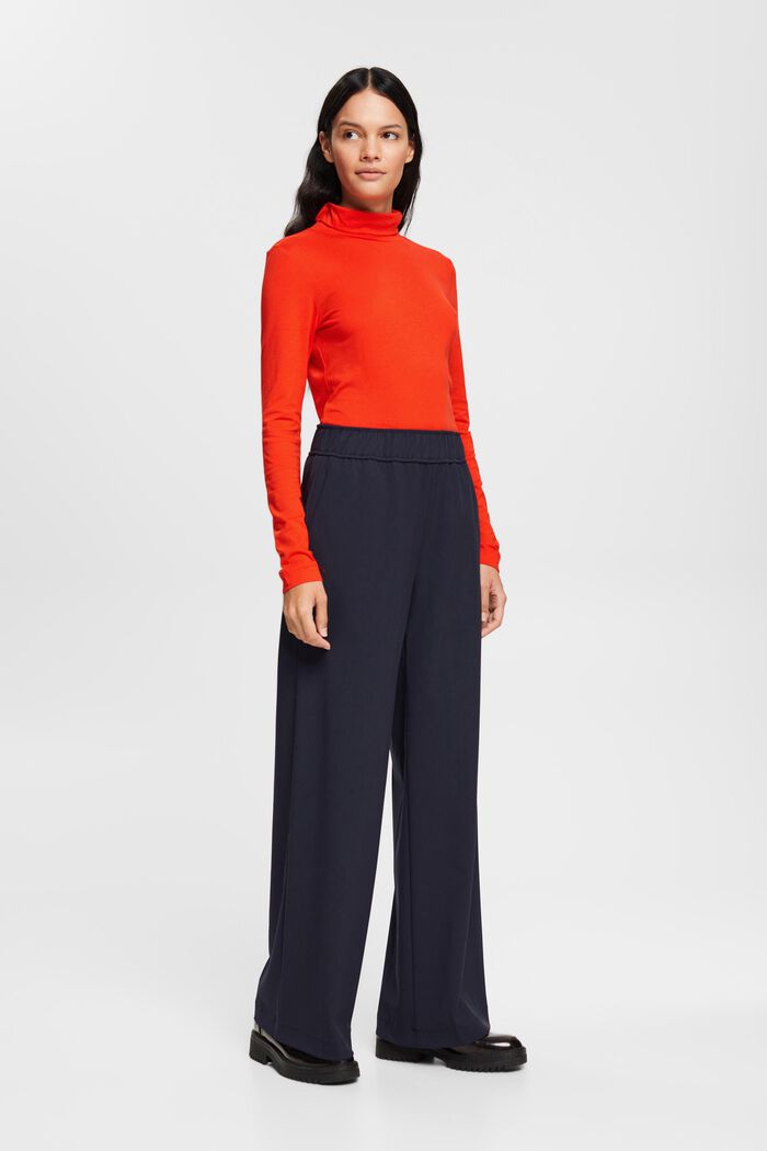 Long sleeve top with band collar, TENCEL™, RED, detail image number 2