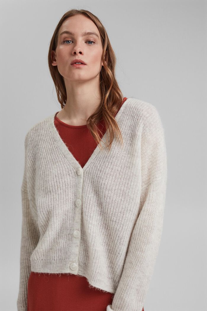 Wool/alpaca blend: Ribbed knit cardigan