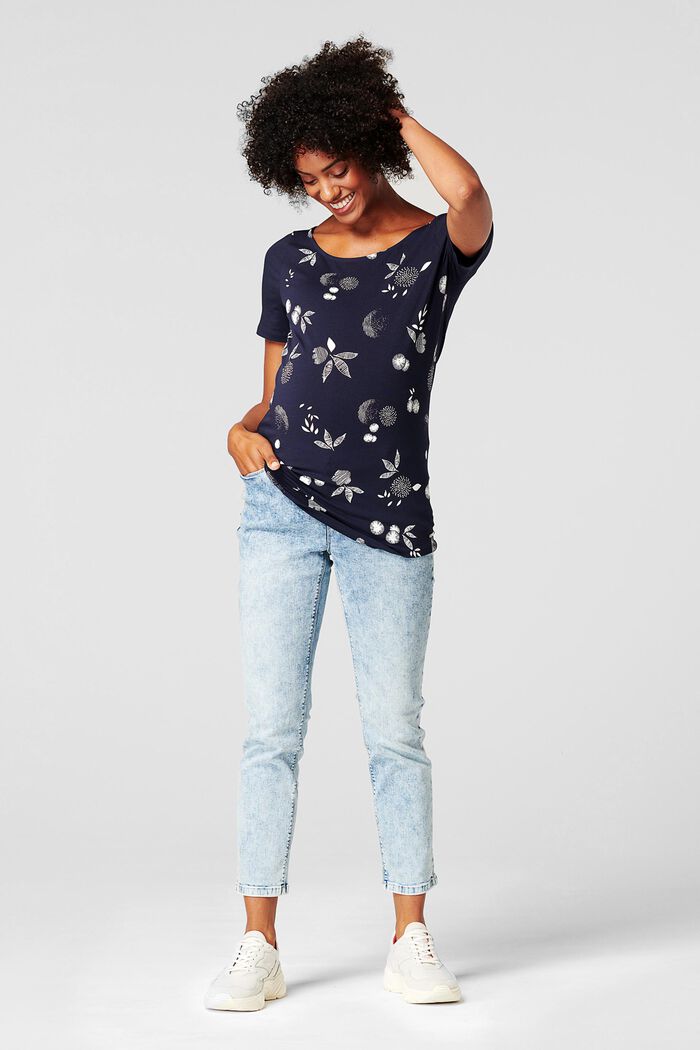Cropped jeans with over-bump waistband, LIGHT WASHED, overview