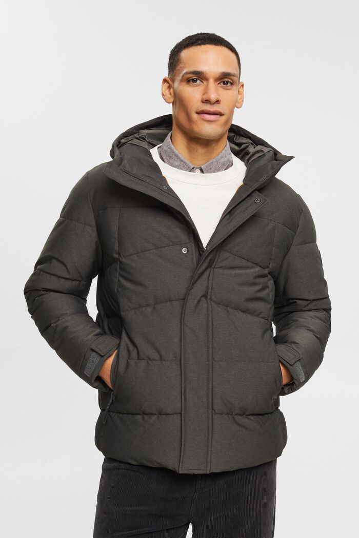 Quilted jacket with drawstring hood