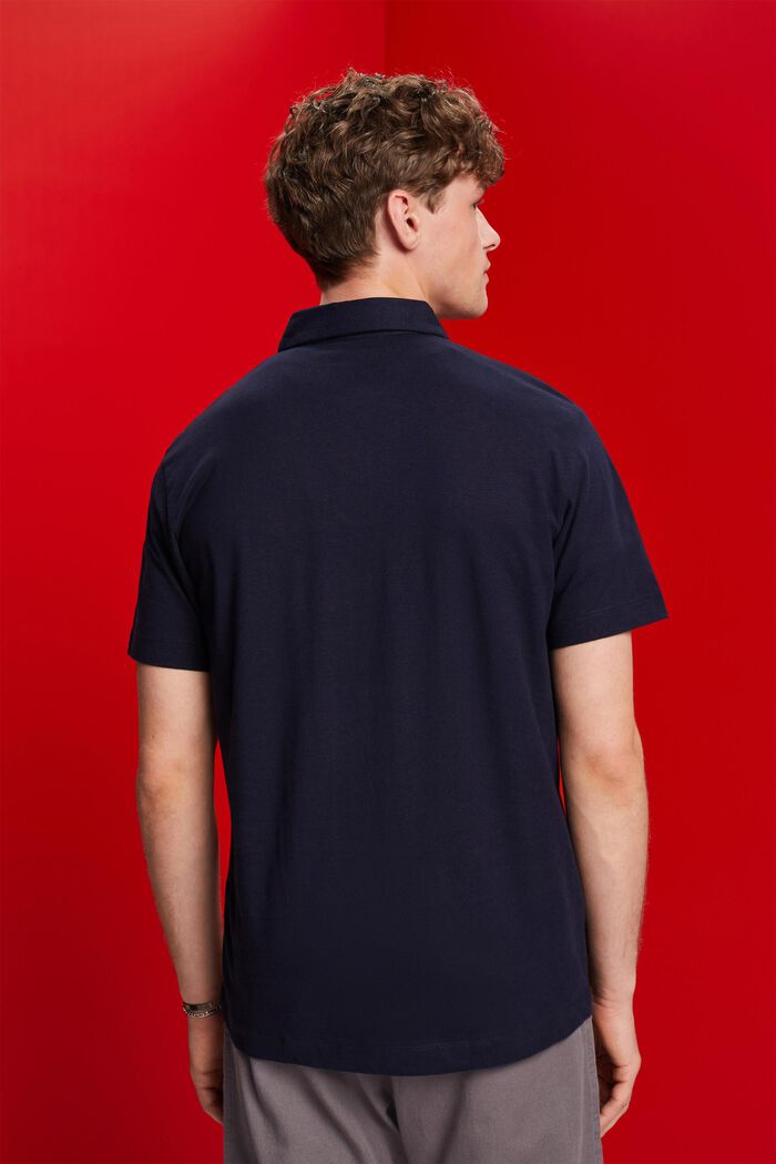 Jersey polo, cotton-linen blend, NAVY, detail image number 3