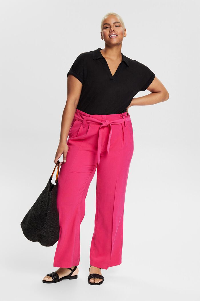 CURVY paperbag trousers, LENZING™ ECOVERO™, PINK FUCHSIA, detail image number 1
