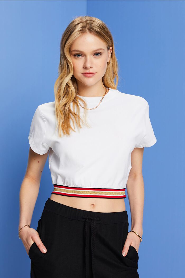 ESPRIT - Cropped t-shirt with glitter band at our online shop