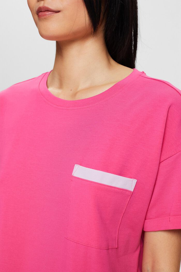 Nightshirt with a breast pocket, PINK FUCHSIA, detail image number 2