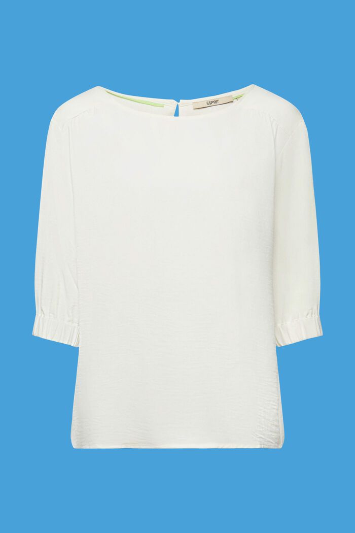 Crepe blouse with elasticated sleeve cuffs, OFF WHITE, detail image number 6