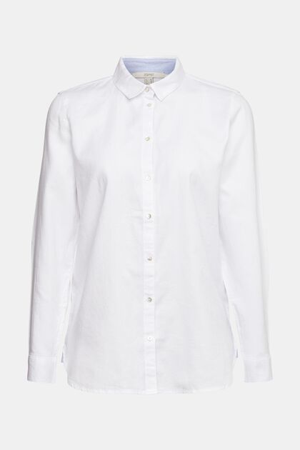 Shirt blouse made of 100% cotton, WHITE, overview