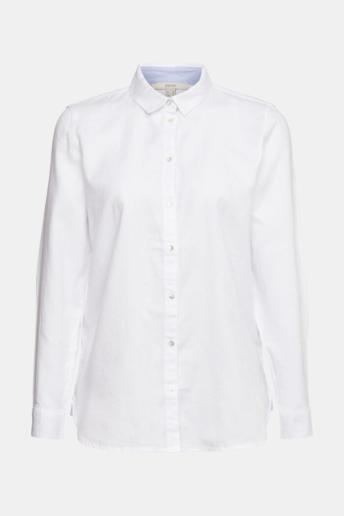 Shirt blouse made of 100% cotton, WHITE, overview