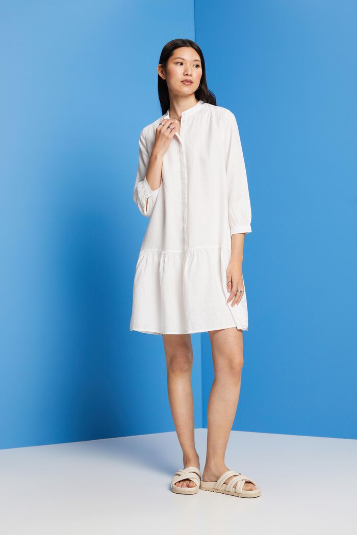 Mini shirt dress, 100% linen, WHITE, detail image number 4
