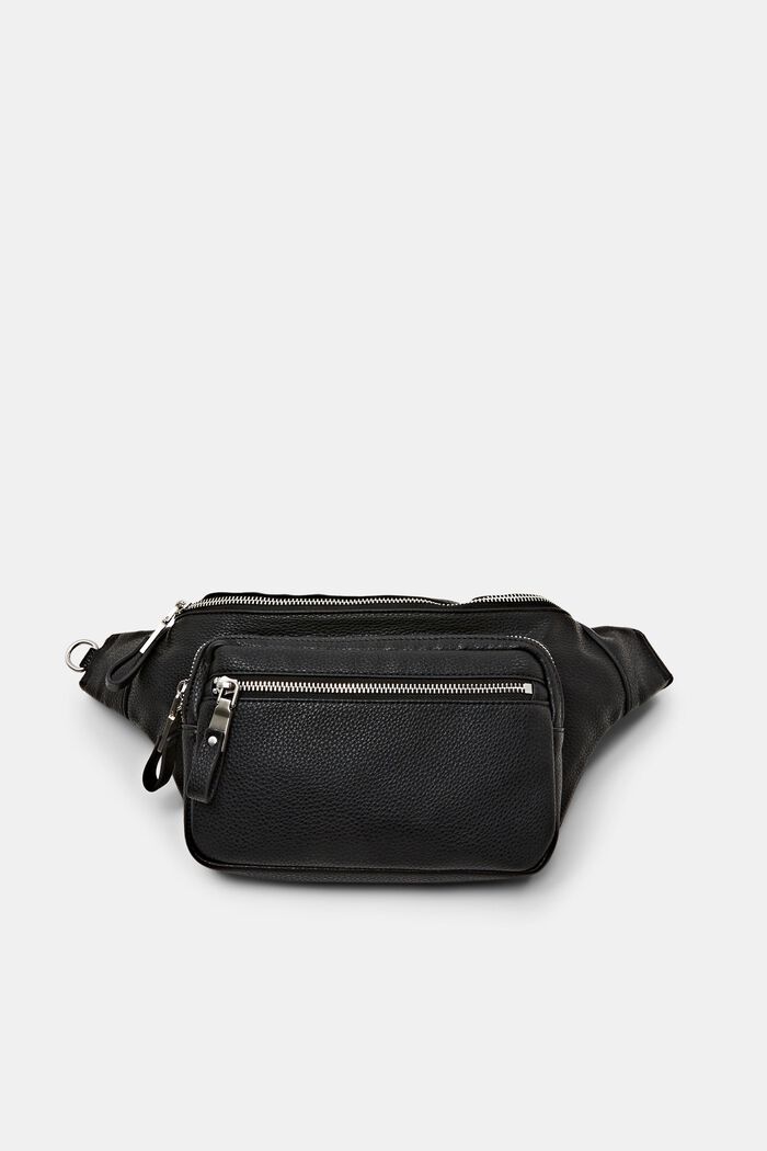 Vegan Leather Belt Bag, BLACK, detail image number 0