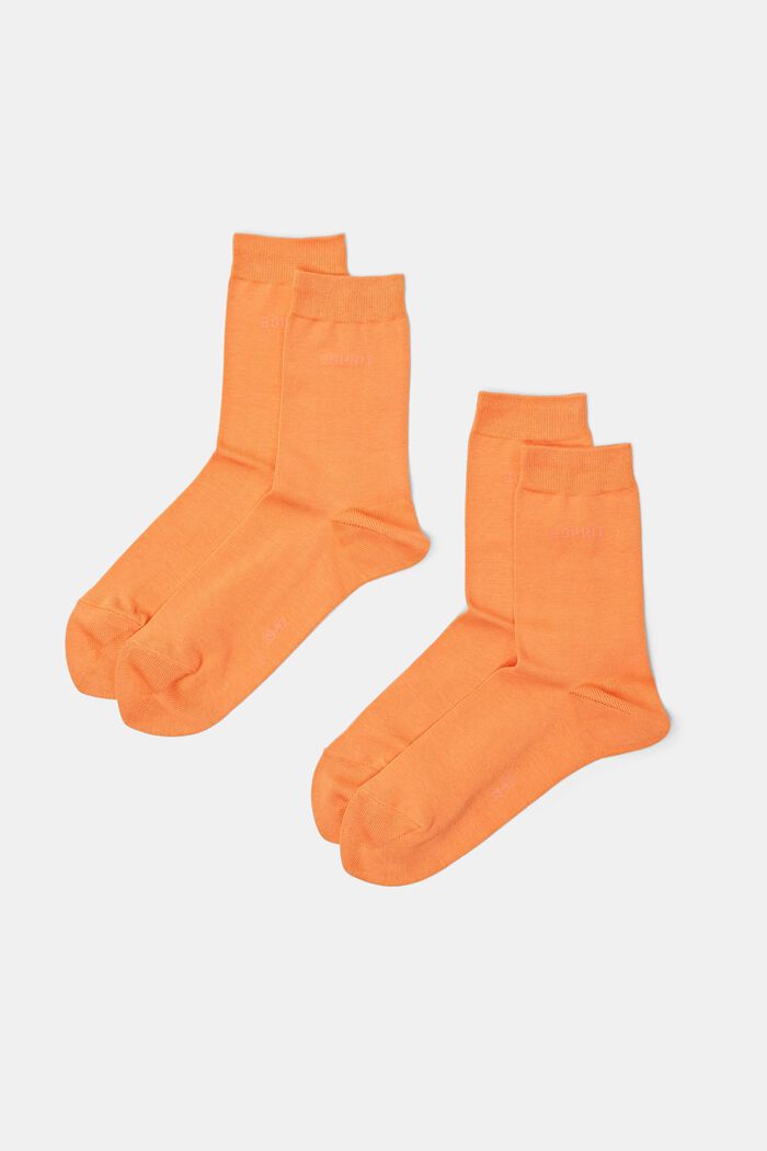 2-pack of socks with knitted logo, organic cotton, FIRE, detail image number 0