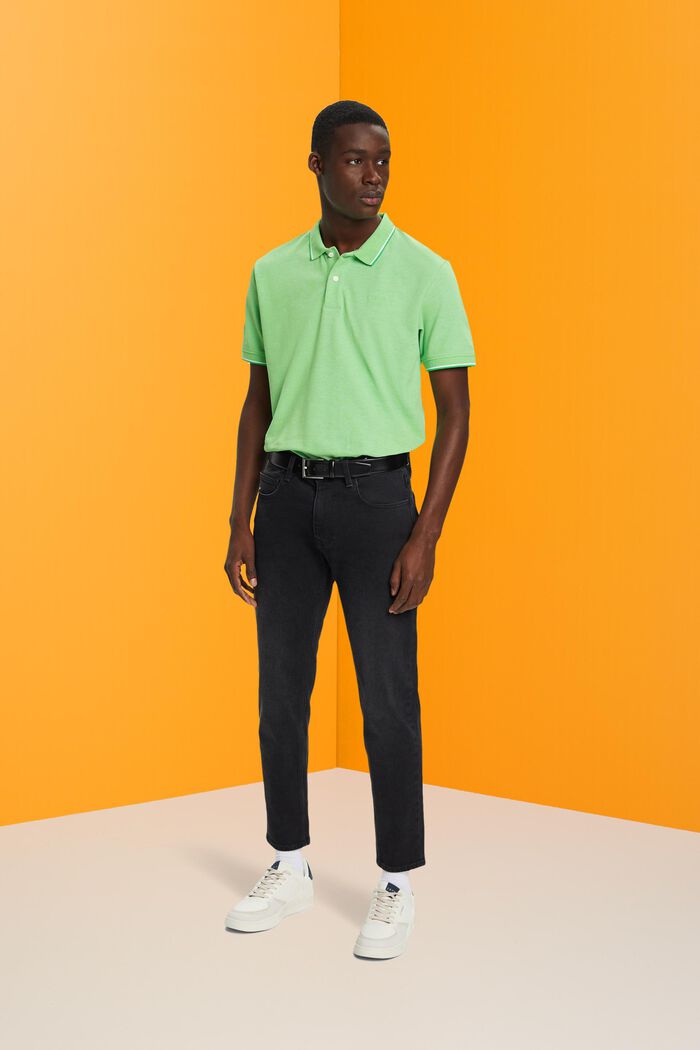 Pique polo shirt with striped details, GREEN, detail image number 4