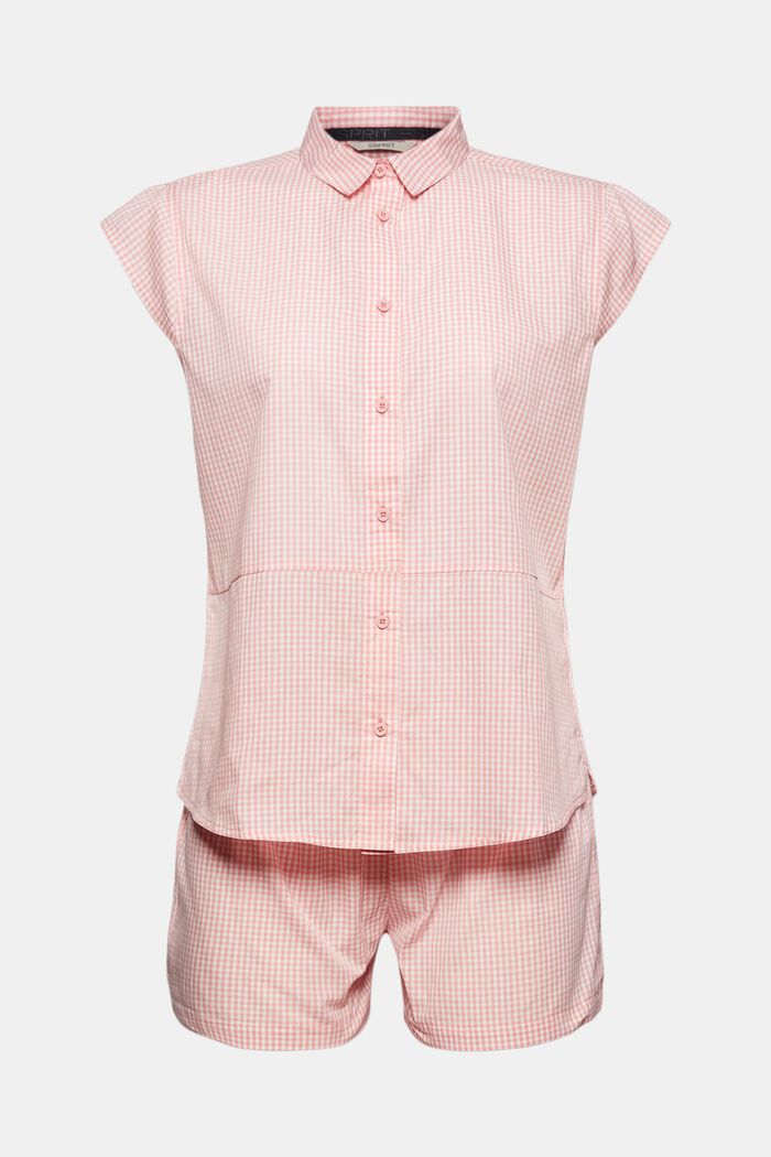 Pyjamas with gingham checks, 100% organic cotton, CORAL, overview
