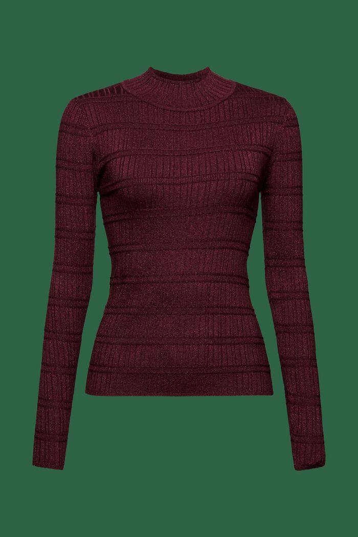 Glitter Mockneck Sweater, LENZING™ ECOVERO™, BORDEAUX RED, detail image number 6